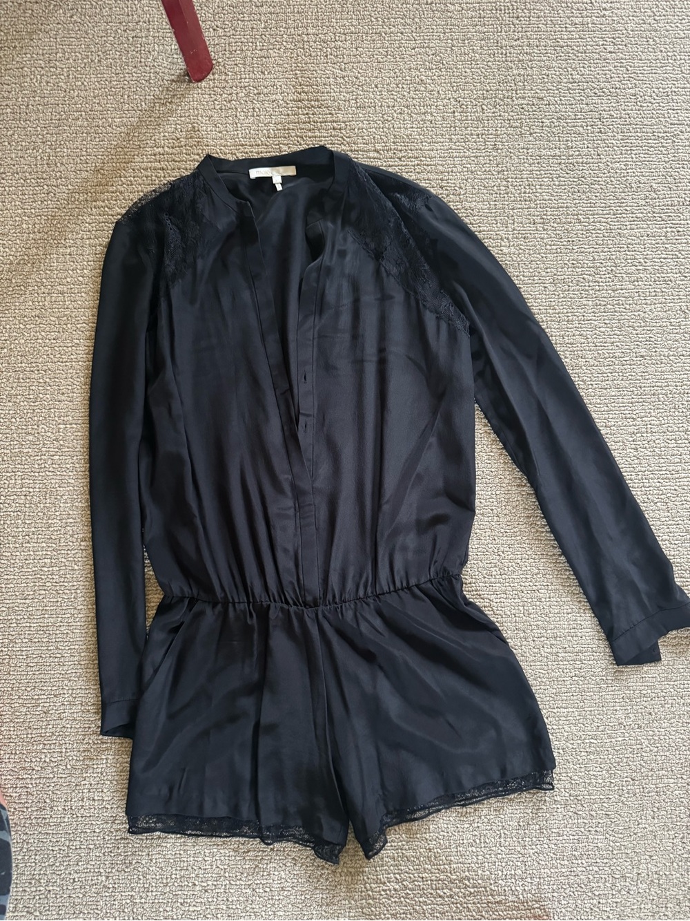 Maje Black Long-Sleeve Silk Romper